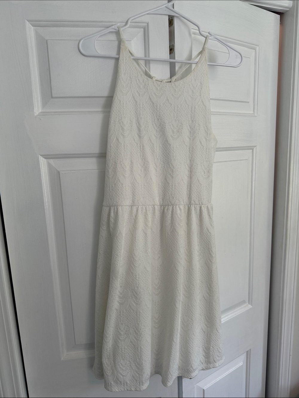 Maurices Ivory Textured Halter Mini Dress